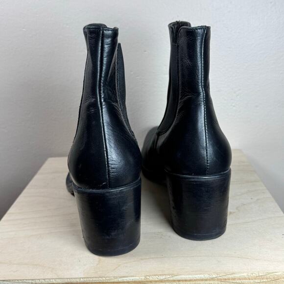 Boemos Made in Italy Black Leather Stacked Block Heel Almond Toe Chelsea Boot 10 - Picture 8 of 11